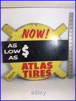 NOS VintageAtlas Tire SignGAS STATION METAL INSERT Original NOS