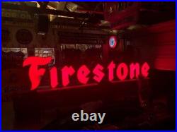ORIGINAL HUGE 16' NEON Lighted FIRESTONE Tire Letters Sign Vintage Old Garage