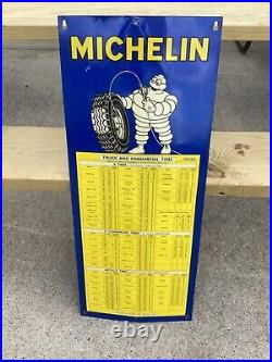 ORIGINAL Vintage MICHELIN TRUCK & COMMERCIAL TIRES Sign BIBENDUM GAS OIL Old