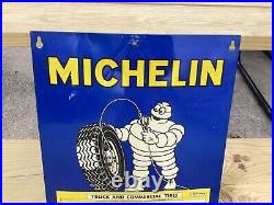 ORIGINAL Vintage MICHELIN TRUCK & COMMERCIAL TIRES Sign BIBENDUM GAS OIL Old