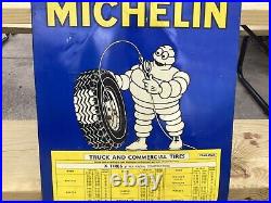 ORIGINAL Vintage MICHELIN TRUCK & COMMERCIAL TIRES Sign BIBENDUM GAS OIL Old