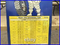 ORIGINAL Vintage MICHELIN TRUCK & COMMERCIAL TIRES Sign BIBENDUM GAS OIL Old