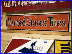 ORIGINAL early Vintage UNITED STATES TIRES Sign OLD PORCELAIN Gas Oil WILL SHIP