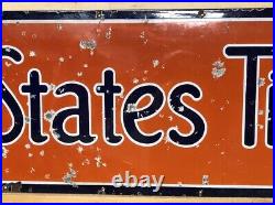 ORIGINAL early Vintage UNITED STATES TIRES Sign OLD PORCELAIN Gas Oil WILL SHIP