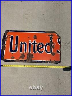 ORIGINAL early Vintage UNITED STATES TIRES Sign PORCELAIN shipped in FOAM BOARD