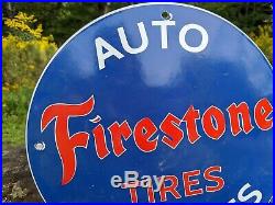 Old 1950's Vintage Firestone Tires Porcelain Metal Gas Pump Sign! Tire Service