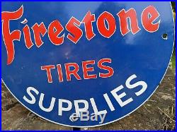 Old 1950's Vintage Firestone Tires Porcelain Metal Gas Pump Sign! Tire Service