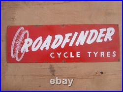 Old Vintage Antique Enamel Shop Sign Cycles Bicycles Tires Tyres Roadfinder 3