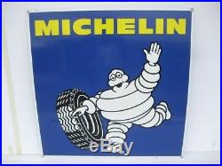 Old Vintage Antique Garage Enamel Sign Advert Michelin Man Tires Tyres Pneus