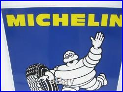 Old Vintage Antique Garage Enamel Sign Advert Michelin Man Tires Tyres Pneus