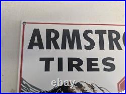 Old Vintage Armstrong Tires Porcelain Advertising Sign Wheels Tire