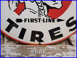 Old Vintage Carlise Tires Porcelain Sign 30 Auto Dealer Automotive Parts Supply