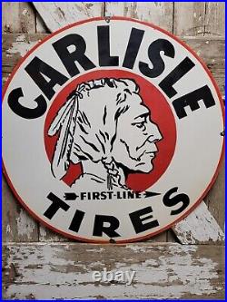 Old Vintage Carlise Tires Porcelain Sign 30 Auto Dealer Automotive Parts Supply