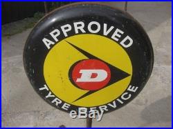 Old Vintage Classic Tin Garage Sign N0t Enamel Petrol Gas Pump Dunlop Tire Tyre