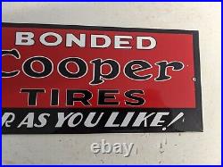 Old Vintage Cooper Tires Porcelain Advertising Sign Wheels Tire