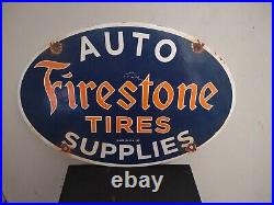 Old Vintage Dated 1953 Firestone Tires Porcelain Advertising Sign Wheel Tire