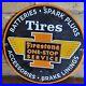 Old-Vintage-Dated-1962-Firestone-Tires-Porcelain-Advertising-Sign-Wheel-Tire-12-01-wxhi