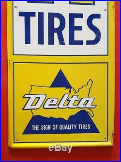 Old Vintage Delta Tires Advertising Sign Gas Oil 60 Original Goodyear Firestone