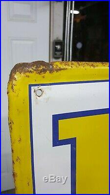 Old Vintage Delta Tires Sign Embossed 60 Gas Oil Goodyear Firestone