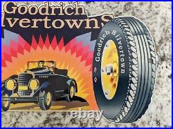 Old Vintage Goodrich Silvertowns Tires Service Porcelain Gas Station Sign Tire