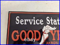 Old Vintage Goodyear Tires Service Tire Wheel Store Porcelain Sign Akron