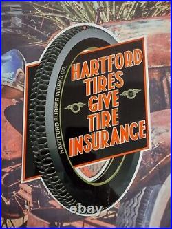 Old Vintage Hartford Tires Porcelain Advertising Sign Wheels Tire