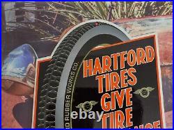 Old Vintage Hartford Tires Porcelain Advertising Sign Wheels Tire