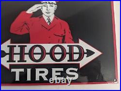 Old Vintage Hood Tires Service Tire Wheel Store Porcelain Sign