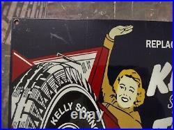 Old Vintage Kelly Tires Tire Metal Dealer Advertisement Sign