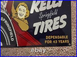 Old Vintage Kelly Tires Tire Metal Dealer Advertisement Sign
