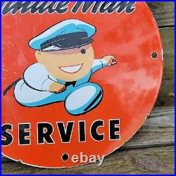 Old Vintage Minute Man Tires Porcelain Enamel Gas Station Tire Advertising Sign