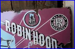 Old Vintage Robinhood Raleigh Bicycle Porcelain Enamel Sign Board Nottingham