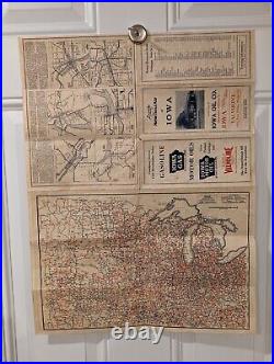 Old and Original 1927 Iowa Oil Company Roadmap Vintage Dubuque Iowa Iowa Gas