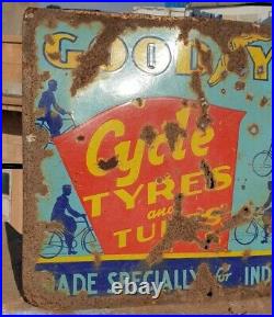 Original 1900's Old Vintage Rare Goodyer Tyre Ad. Porcelain Enamel Sign Board