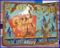 Original 1900's Old Vintage Rare Goodyer Tyre Ad. Porcelain Enamel Sign Board