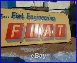 Original 1920 Old Vintage Very Rare Fiat Porcelain Enamel Sign Board Collectible