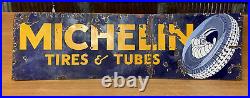 Original 1920s/30s Vintage Porcelain MICHELIN TIRES TUBES Auto Advertising Sign
