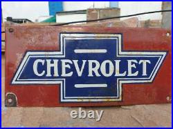 Original 1930's Old Antique Vintage Rare Chevrolet Porcelain Enamel Sign Board