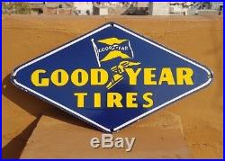 Original 1940's Old Vintage Rare Goodyear Tyre Ad. Porcelain Enamel Sign Board