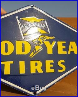 Original 1940's Old Vintage Rare Goodyear Tyre Ad. Porcelain Enamel Sign Board