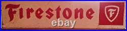 Original FIRESTONE porcelain sign advertising vintage tires gas oil double sided