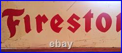 Original FIRESTONE porcelain sign advertising vintage tires gas oil double sided