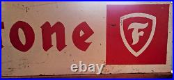 Original FIRESTONE porcelain sign advertising vintage tires gas oil double sided