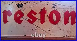 Original FIRESTONE porcelain sign advertising vintage tires gas oil double sided