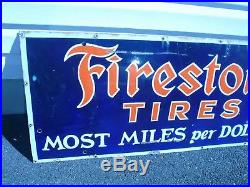 Original Firestone Tires Porcelain Gas Oil Sign Vintage