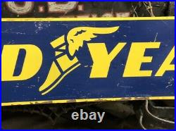 Original GOODYEAR Tire Wingfoot 2 Side Sign Vintage Old Garage Mancave WILL SHIP