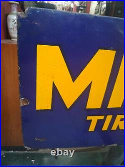 Original Michelin Tires And Tubes Logo Vintage Porcelain Enamel Sign Rare 1910 #