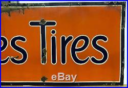 Original Vintage 1930's Porcelain United States Tires Sign for Gas Oil Station