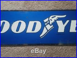 Original Vintage 1960's Goodyear Tires Gas Station Oil 2 Sided 48 Metal Sign