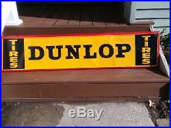 Original Vintage Dunlop Tires Tin Embossed Metal Garage Sign 60 x 14 1960